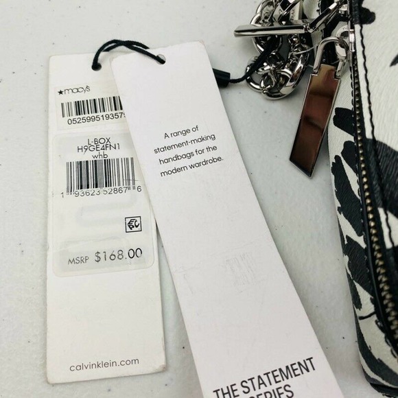 Calvin Klein Statement Series L Box Crossbody Shoulder Handbag Zebra NEW Black - Picture 8 of 8